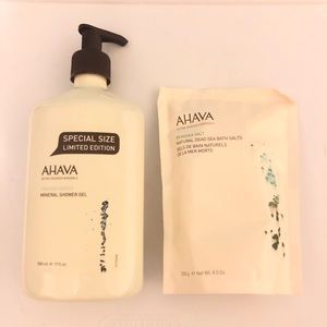 NEW Ahava Mineral Shower Gel & Bath Salts Set